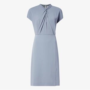 MM.LaFleur Light Blue Midi Dress with Twist Neck